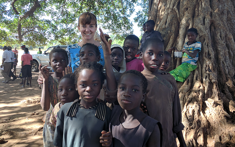 Local children with Sally Angelson CFNZ